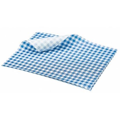 Picture of GINGHAM PRINT GREASEPROOF PAPER 25X20cm BLUE (1000)