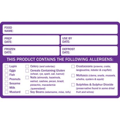 Picture of FOOD PREP/ALLERGEN WARNING LABEL 60X90mm (500)