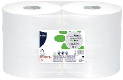 Picture of BIO TECH  MAXI JUMBO TOILET ROLL - 76mm CORE WHITE 2 PLY (PURE) (6)