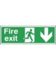 Picture of Fire Exit Sign With Running Man & Arrow Down 150x450mm