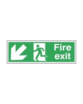 Picture of FIRE EXIT SIGN WITH SYMBOL AND ARROW DOWN- LEFT 150X450 S/A