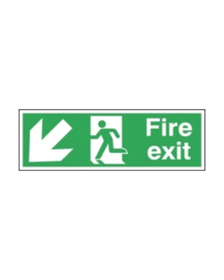 Picture of FIRE EXIT SIGN WITH SYMBOL AND ARROW DOWN- LEFT 150X450 S/A