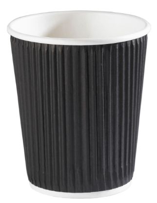 Picture of BLACK RIPPLE WRAP PAPER HOT CUP 8OZ (PACK OF 25)