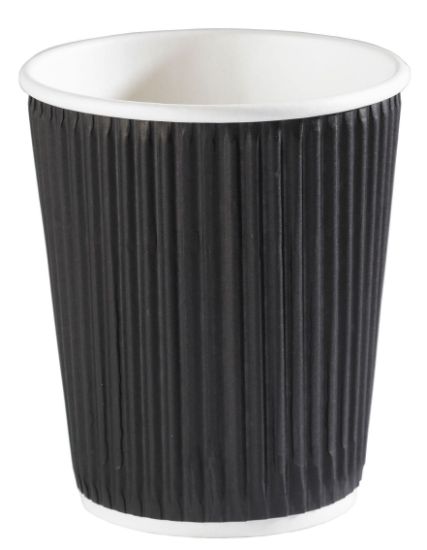 Picture of BLACK RIPPLE WRAP PAPER HOT CUP 8OZ (PACK OF 25)