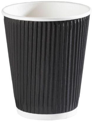 Picture of BLACK RIPPLE WRAP PAPER HOT CUP 12OZ (PACK OF 25)