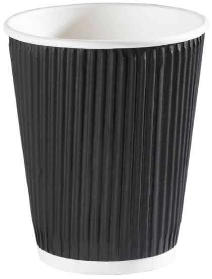 Picture of BLACK RIPPLE WRAP PAPER HOT CUP 12OZ (PACK OF 25)