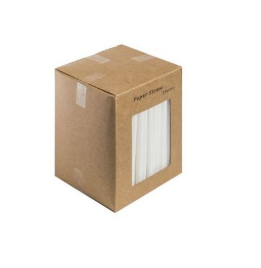 Picture of Pack Of 250 White Paper Drinking Straw 5.5" Biodegradable 6mm Bore