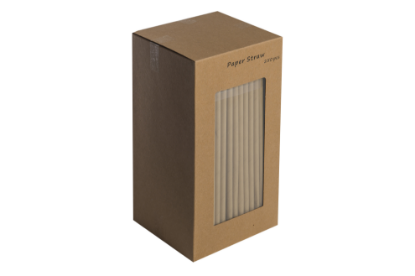 Picture of Pack Of 250 Kraft Paper Drinking Straws 8" Biodegradable 6mm Bore