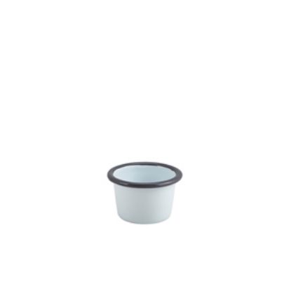Picture of Enamel Ramekin White With Grey Rim 7cm Dia 90ml/3.2oz (12)