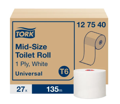 Picture of Tork Mid-Size Universal 1ply Toilet Roll (Case of 27)