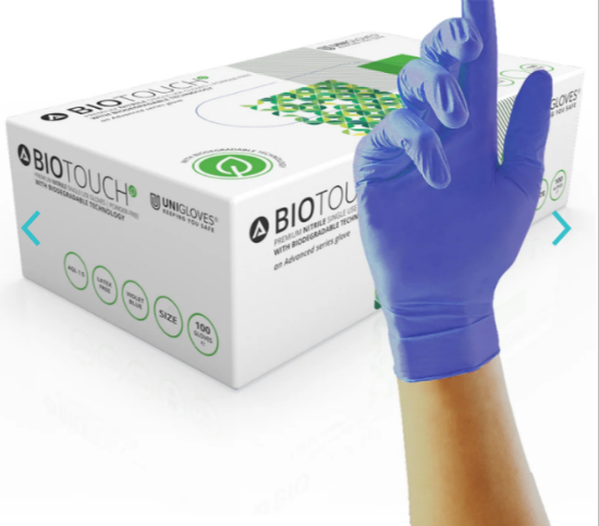 Picture of Biotouch Biodegradable Blue Nitrile Glove Powder Free Large (Pack Of 100)