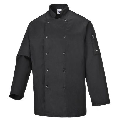 Picture of Suffolk Chef's Long Sleeve Jacket Black Size Medium