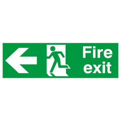 Picture of Fire Exit With Symbol & Arrow Left Sign 150x450 S/A