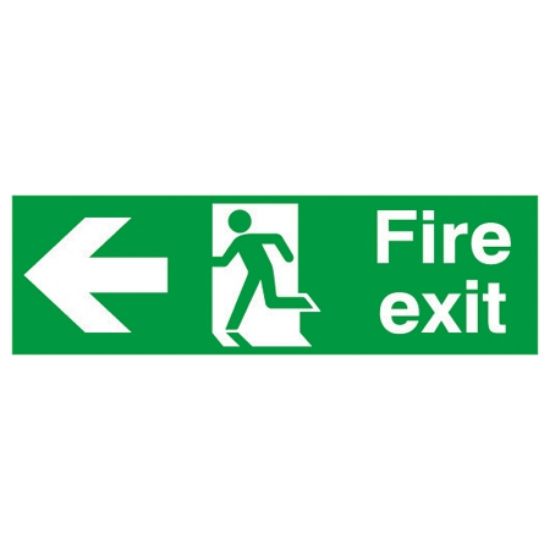 Picture of Fire Exit With Symbol & Arrow Left Sign 150x450 S/A