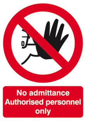 Picture of No Admittance Authorised Personnel Only 210x148 Rigid