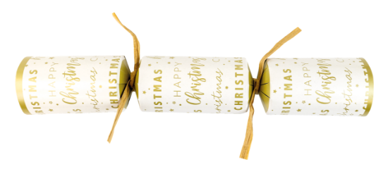 Picture of 2025 Cream And Gold Script 10" Christmas Cracker Recyclable  (Case Of 100)