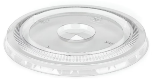 Picture of Clear RPET Flat Cold Cup Lid with Straw Slot 12oz (Pack of 50)