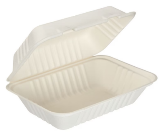 Picture of Bagasse Clamshell Food Box 228x152mm (Pack of 125)