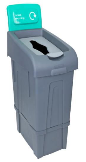 Picture of Procycle 80ltr Recycling Bin, Lid And Green Printed Back Panel For Mixed Waste